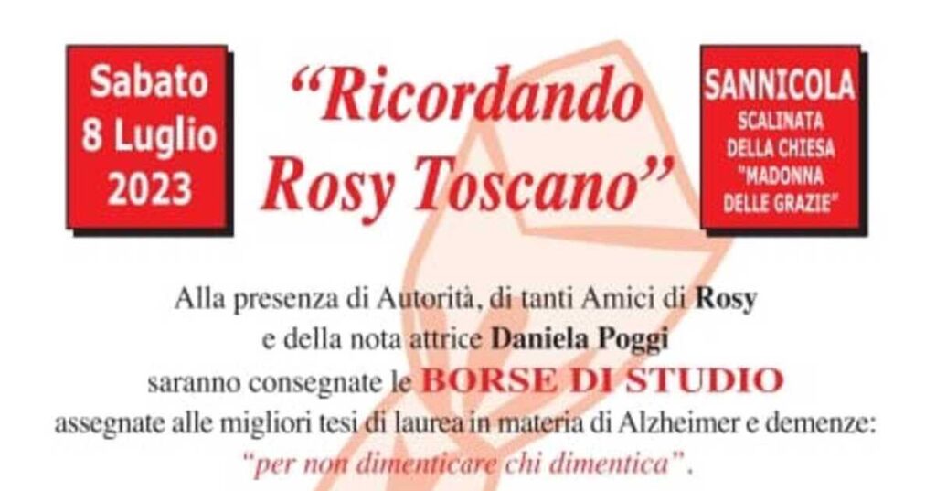 Sannicola, “Salento Alzheimer” ricorda Rosy Toscano