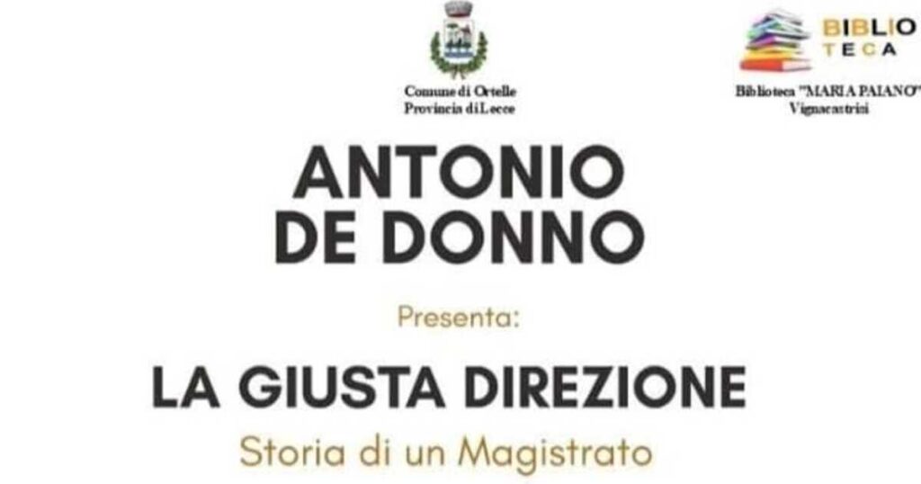 Vignacastrisi: “La giusta direzione”, il magistrato Antonio De Donno presenta la sua storia